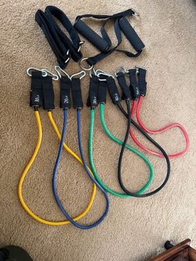 Set of Color-Coded Resistance Bands with Handles